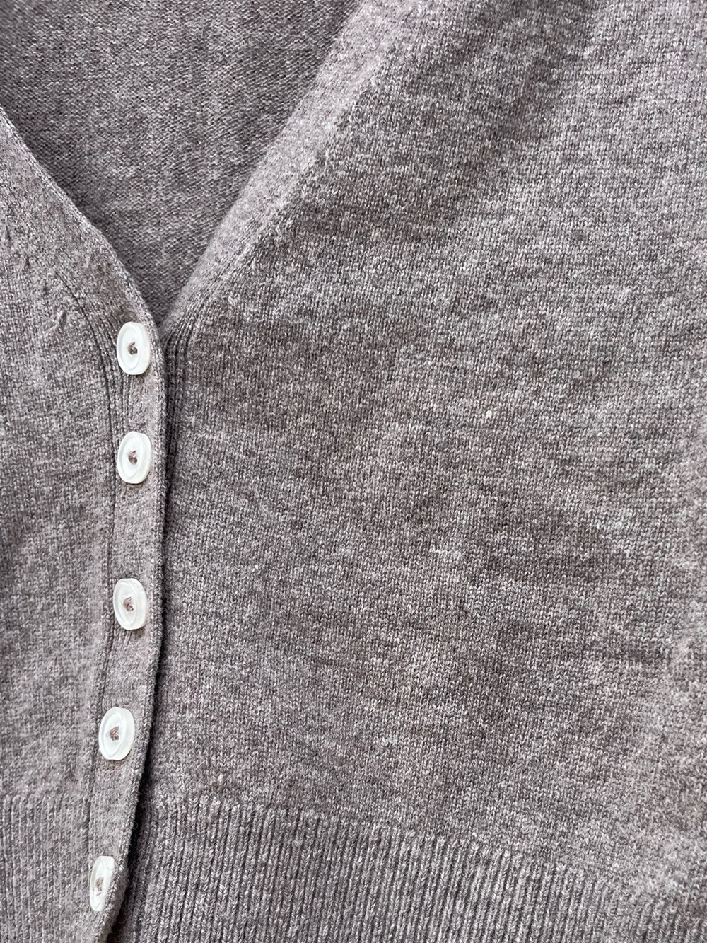 Pilcro Wool and Cashmere Gray-Brown V-Neck Button Front Sweater Vest - Picture 5 of 8